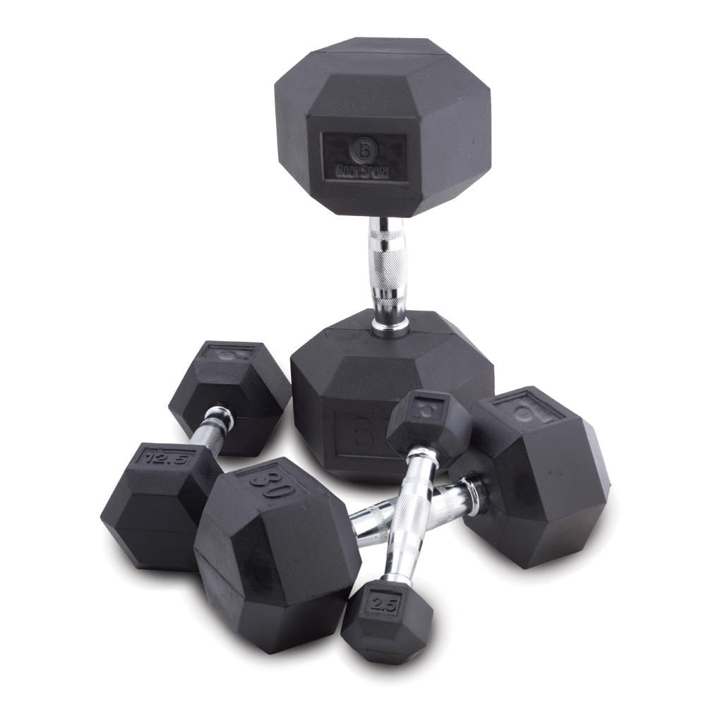   Basics Rubber Encased Exercise & Fitness Hex Dumbbell,  Hand Weight for Strength Training, 10 lb, Black & Silver : Sports & Outdoors
